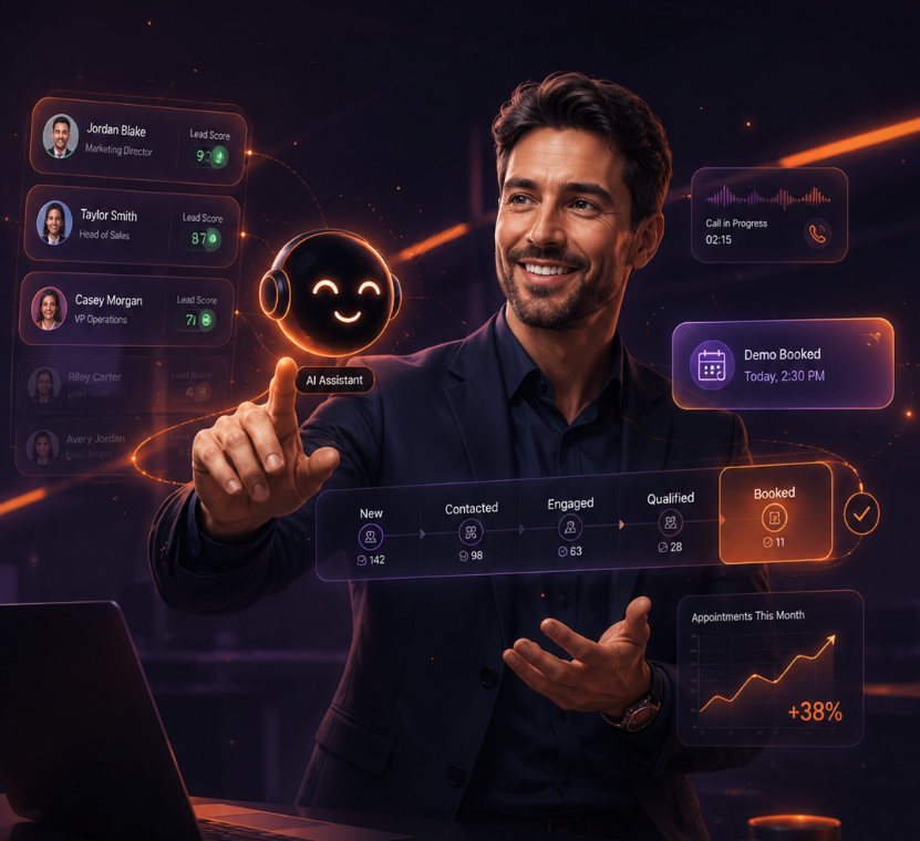 GenIA virtual AI team automating customer service, CRM, and follow-ups 24/7